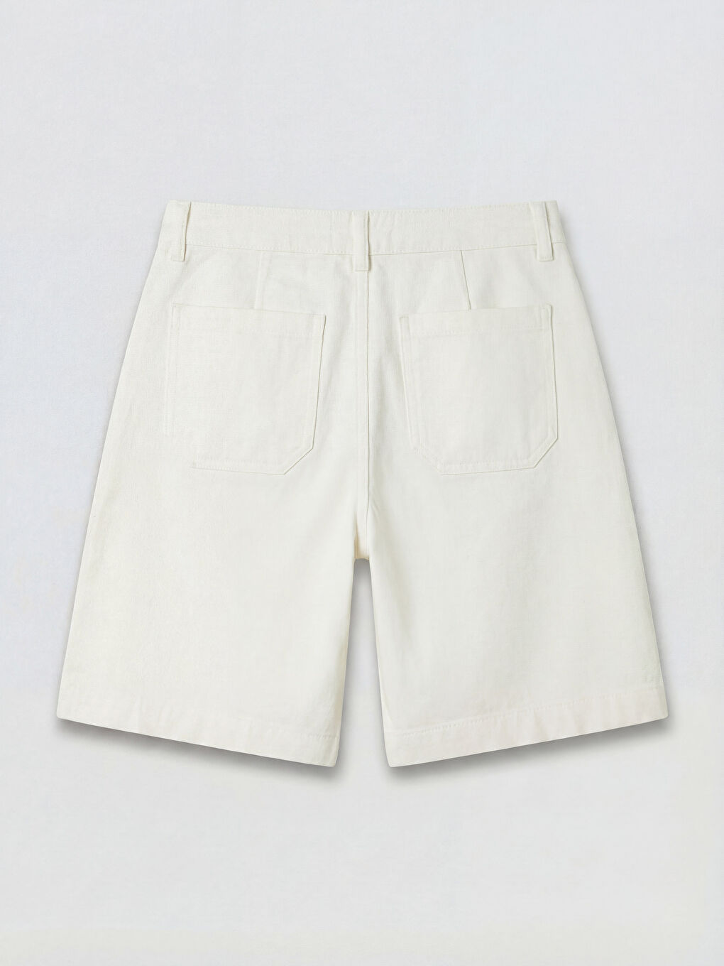 Beyaz Yüksek Bel Kadın Jean Şortolon-1