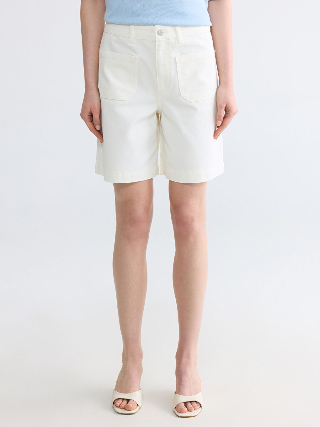 Ženski teksas šorts sa visokim strukom-1