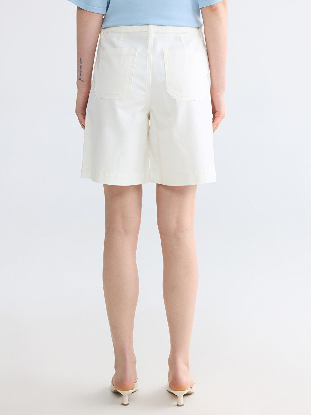 Ženski teksas šorts sa visokim strukom-3