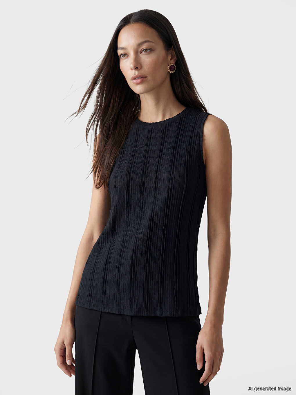 Crew Neck Textured Women's Tank Top