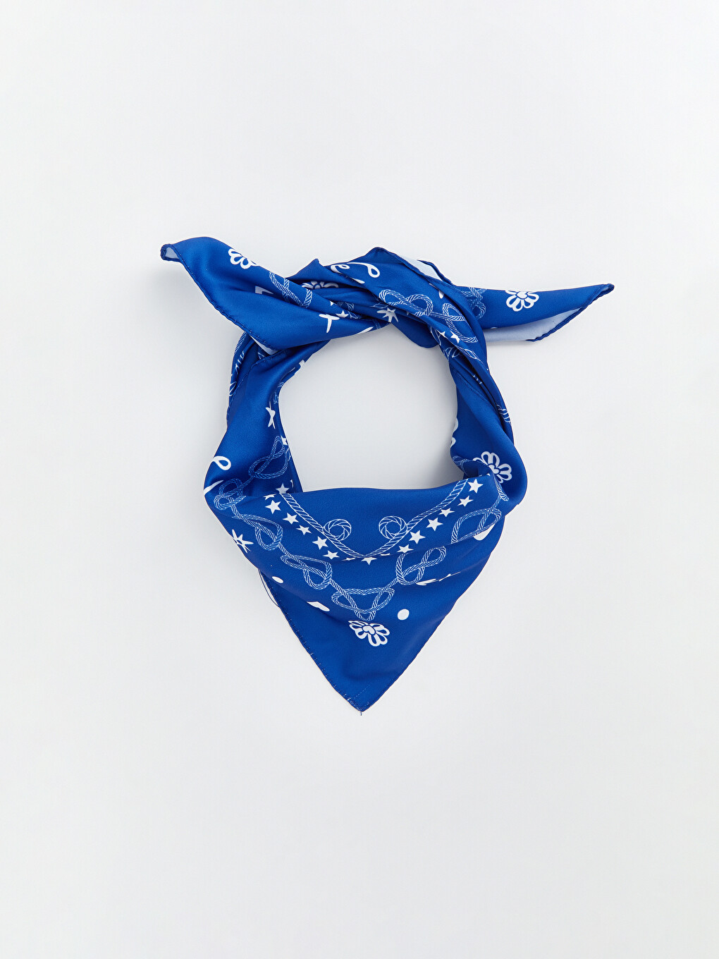 Lacivert Desenli Kadın Bandana 2'li-1