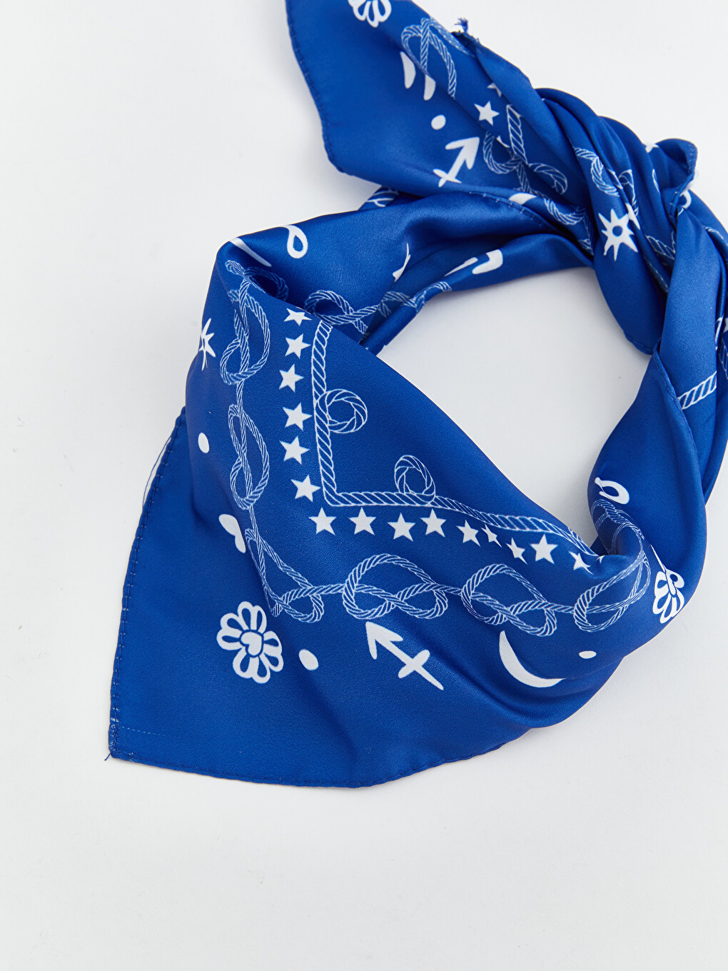 Lacivert Desenli Kadın Bandana 2'li-4