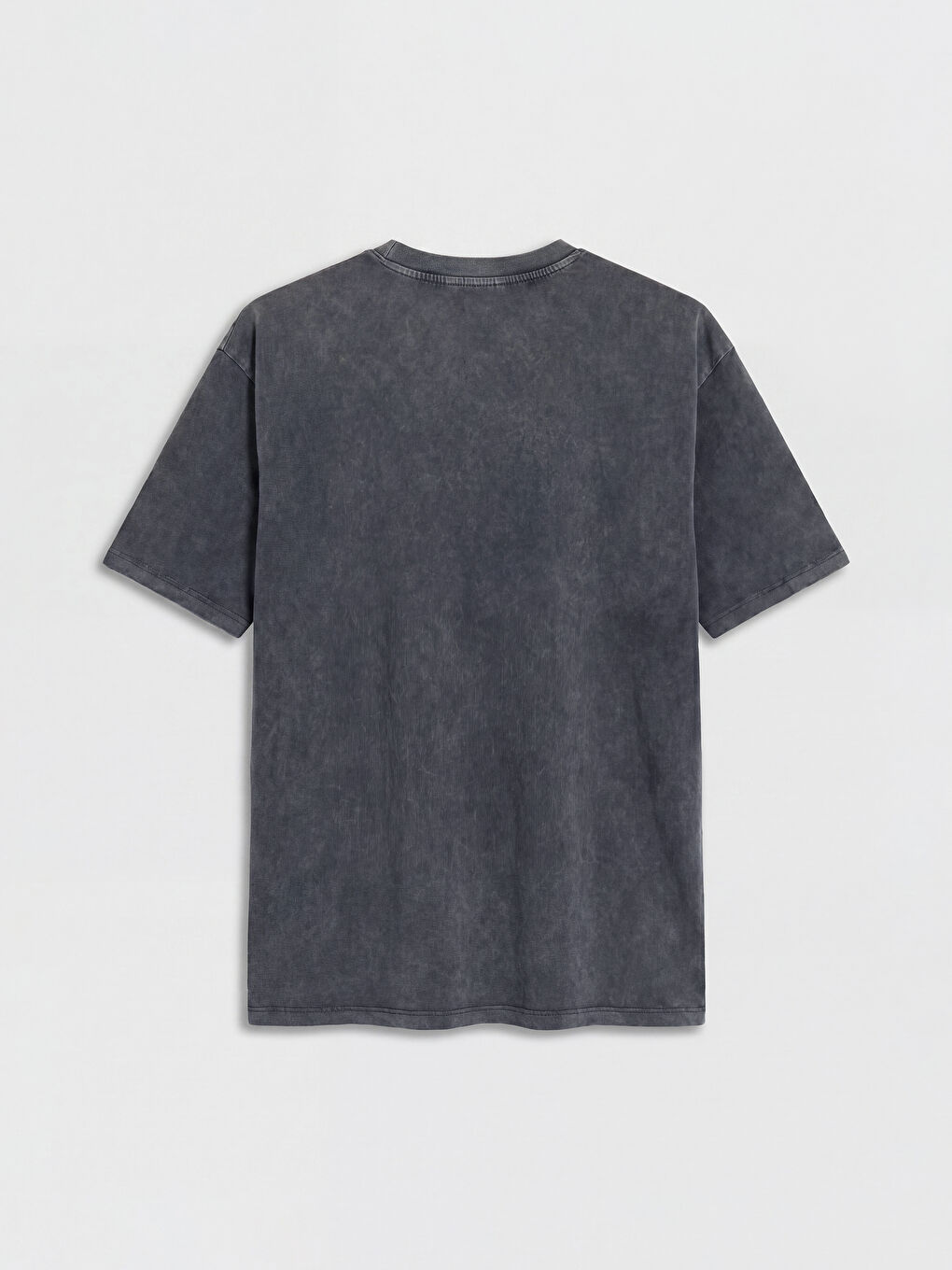 Antrasit Bisiklet Yaka Baskılı Erkek Tişört-1