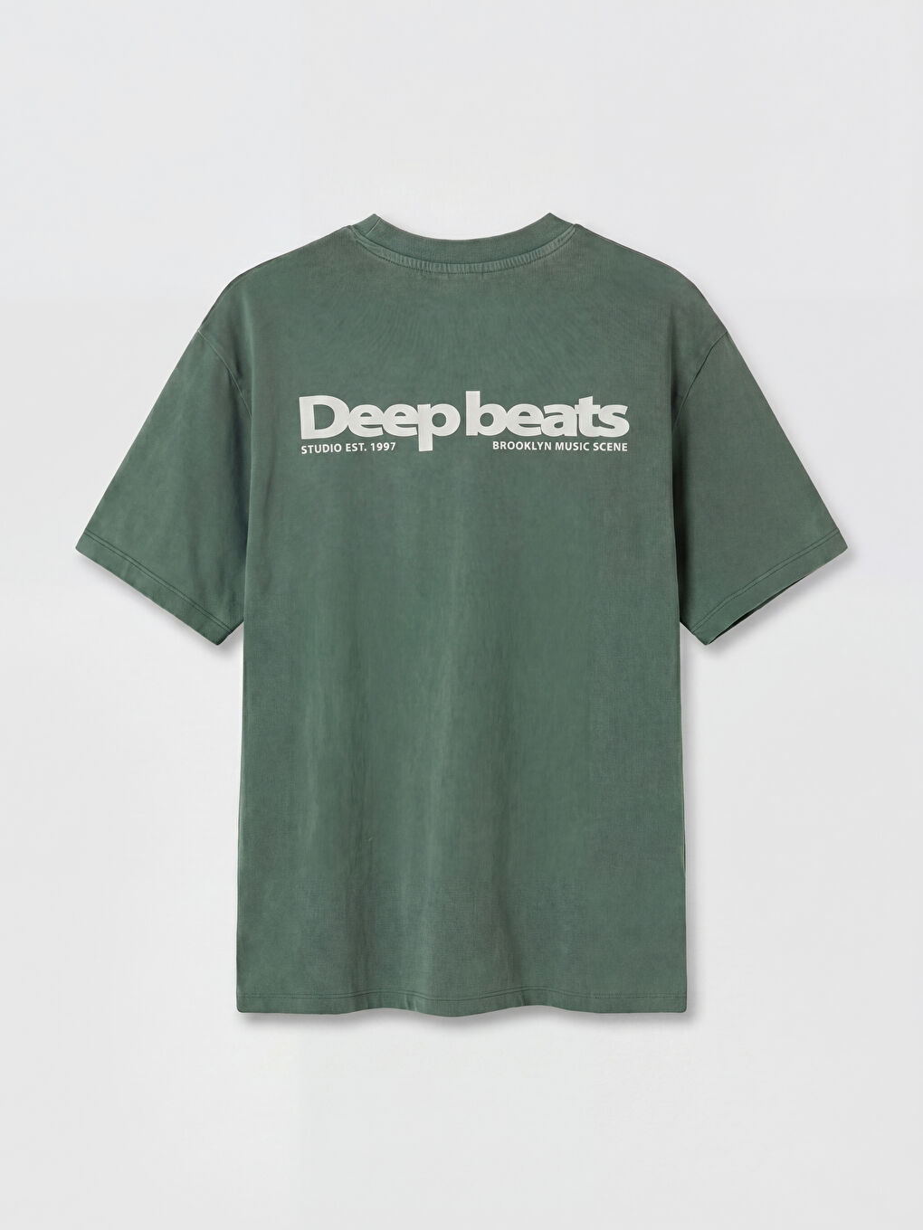 Yeşil Bisiklet Yaka Regular Fit Baskılı Erkek Tişört-1