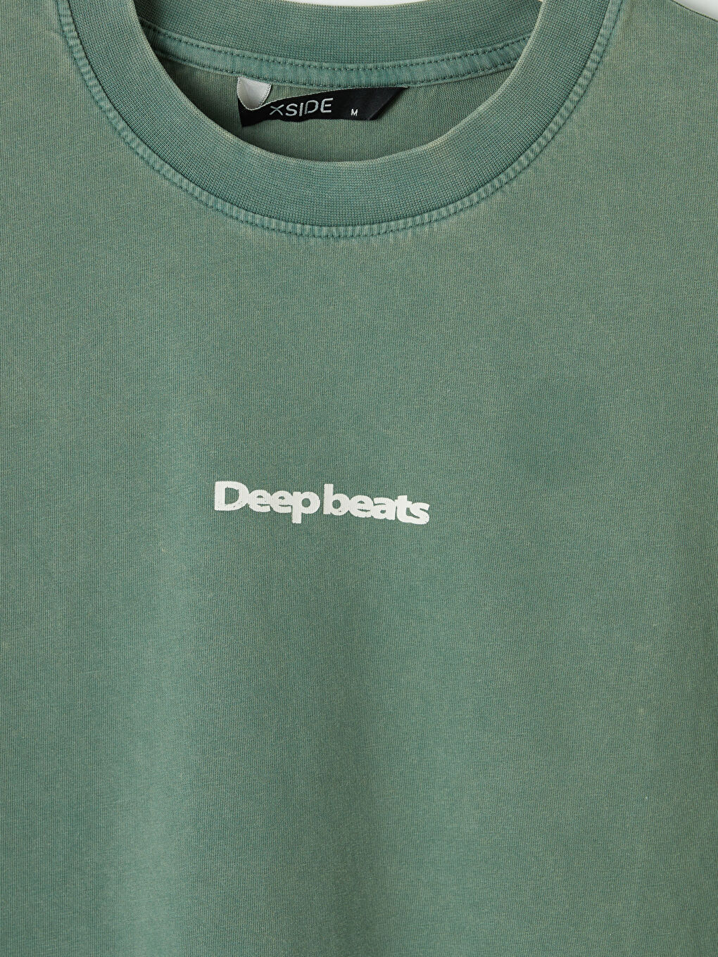 Yeşil Bisiklet Yaka Regular Fit Baskılı Erkek Tişört-2