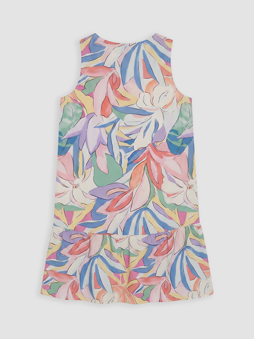 Crew Neck Floral Frilled Dress-5