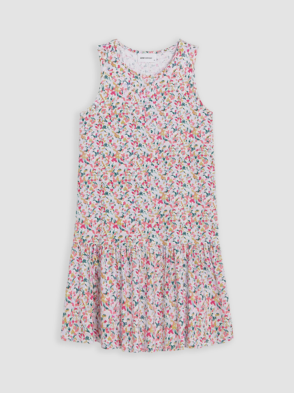 Crew Neck Floral Frilled Dress-4