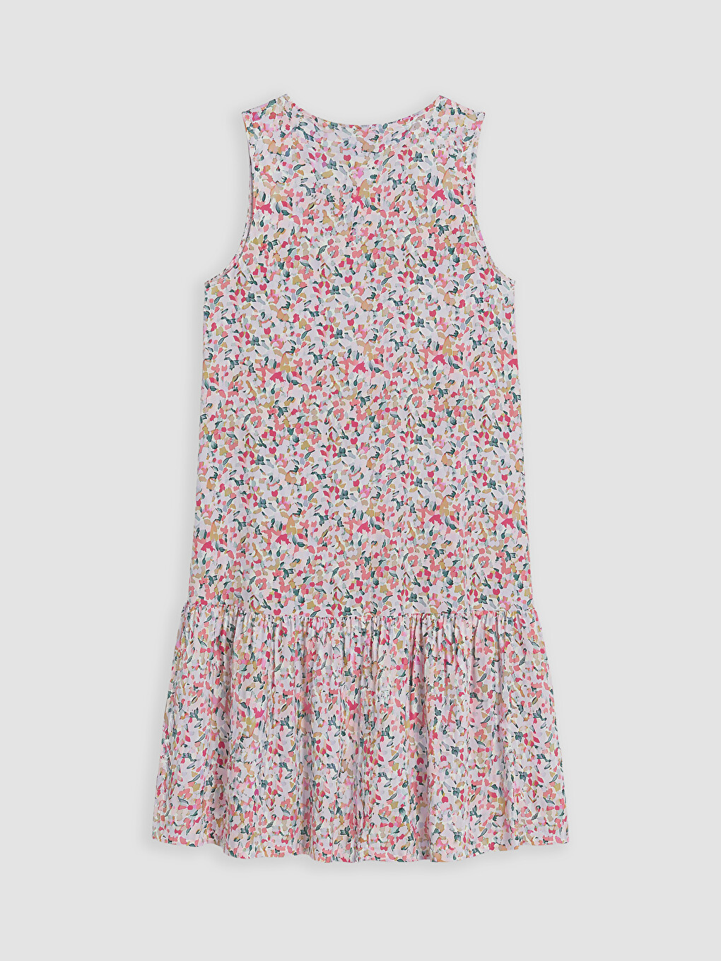 Crew Neck Floral Frilled Dress-5