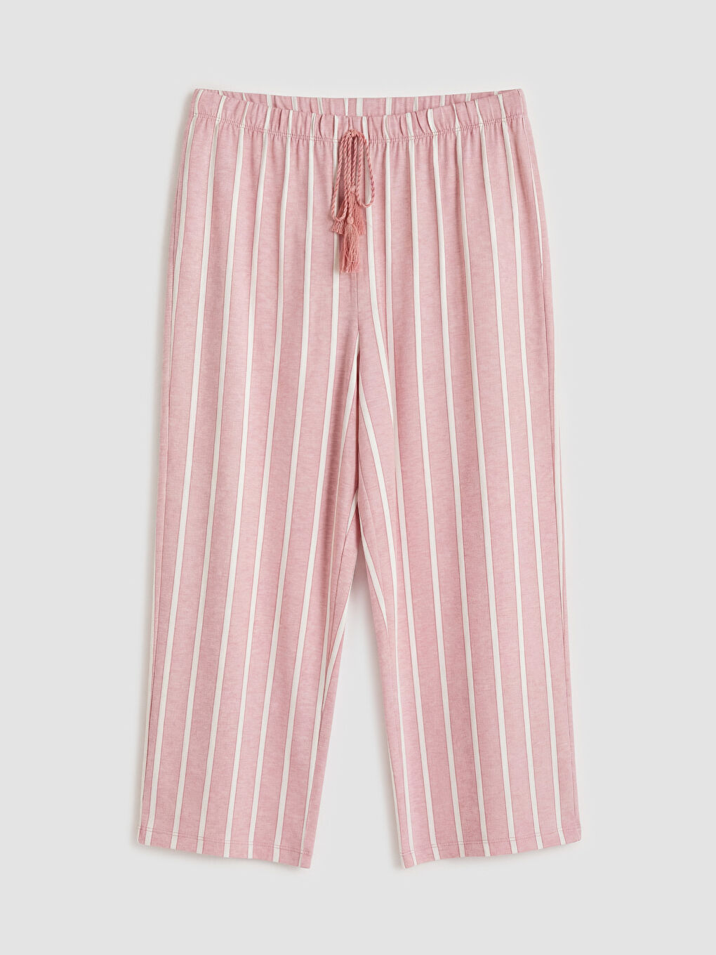 Pembe Çizgili Kadın Kaprili Pijama Takımı-2