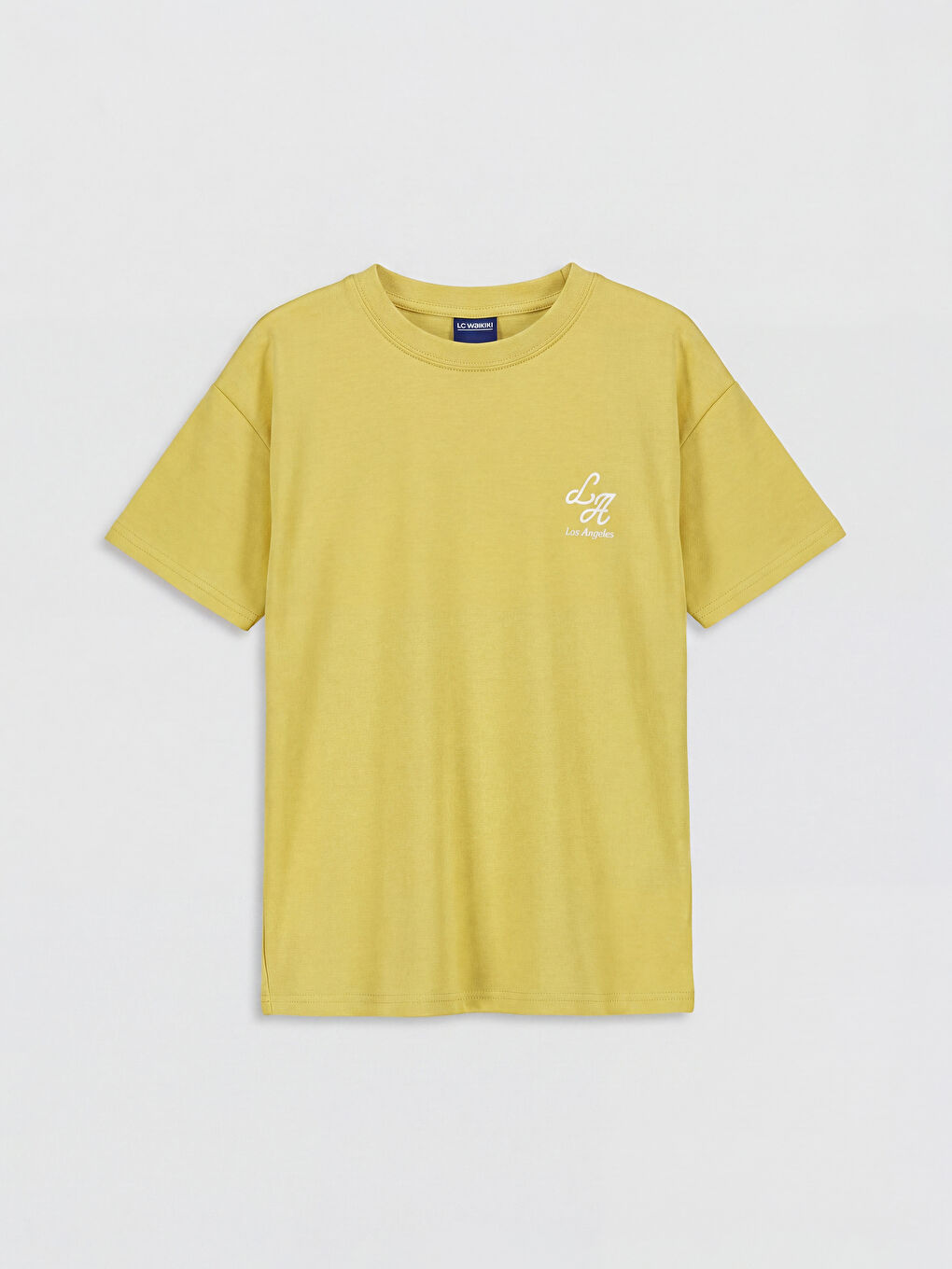 Sarı Bisiklet Yaka Baskılı Erkek Çocuk Soft Touch Tişört