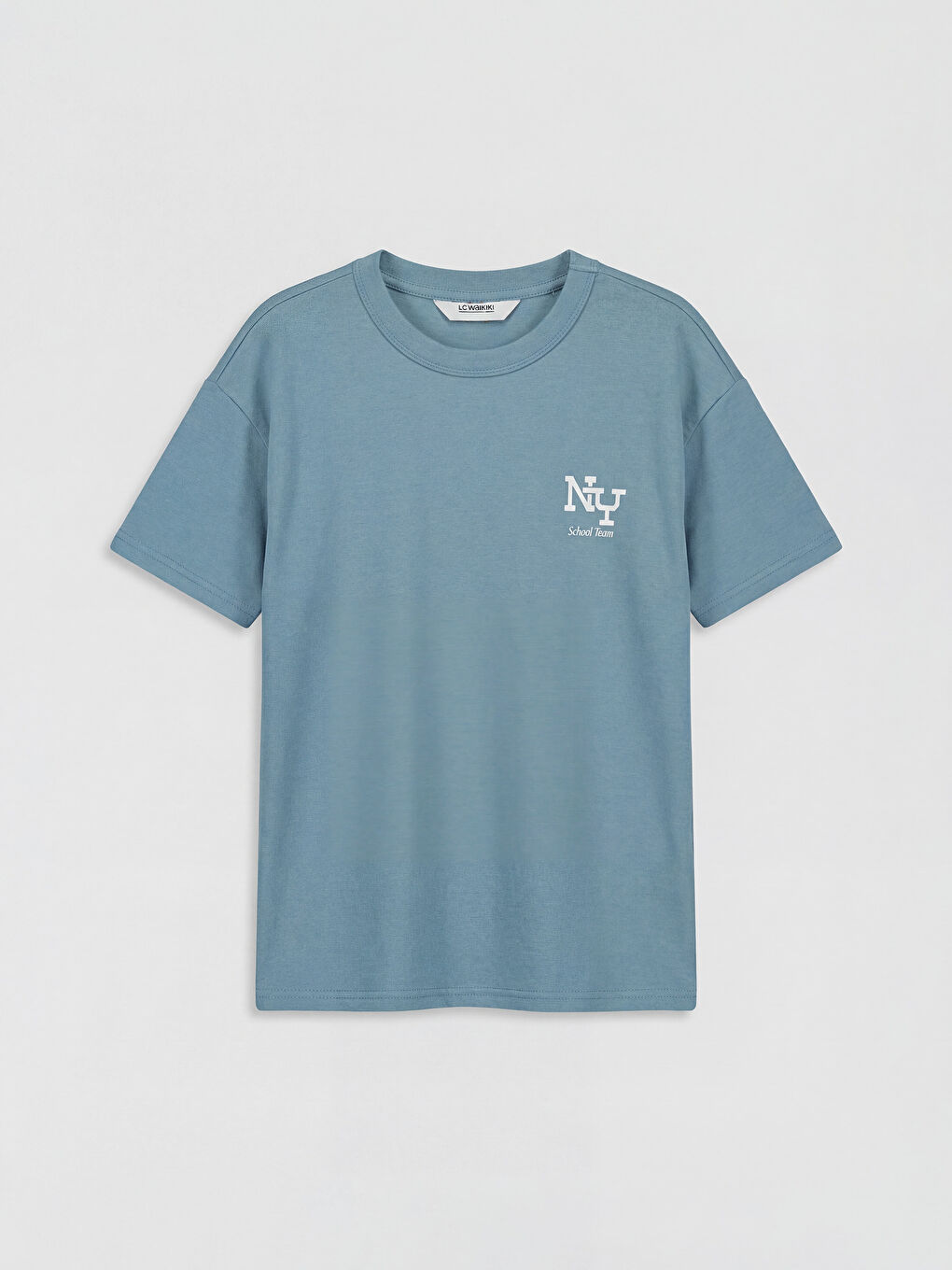 Mavi Bisiklet Yaka Baskılı Erkek Çocuk Soft Touch Tişört