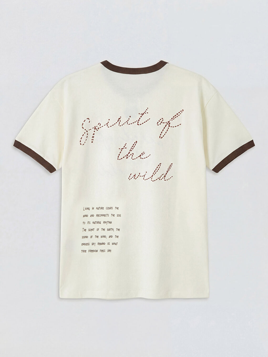 Ekru Bisiklet Yaka Yazı Baskılı Erkek Çocuk Tişört-2