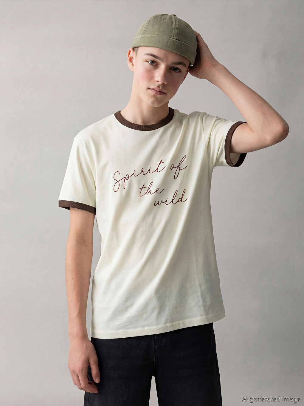 Crew Neck Text Printed Boys' T-Shirt-1