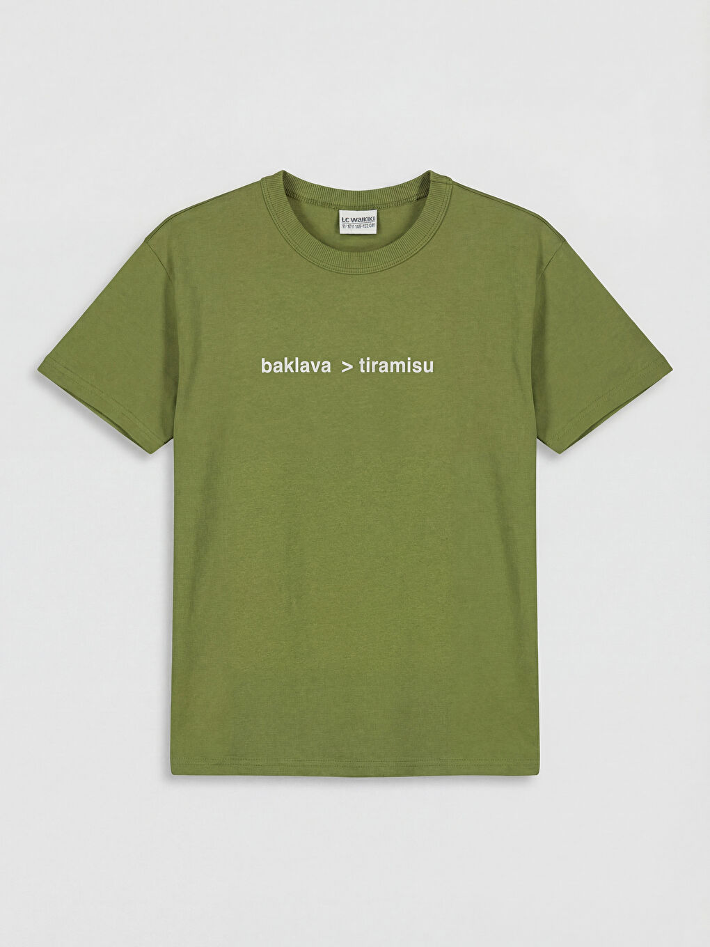 Yeşil Bisiklet Yaka Yazı Baskılı Erkek Çocuk Tişört