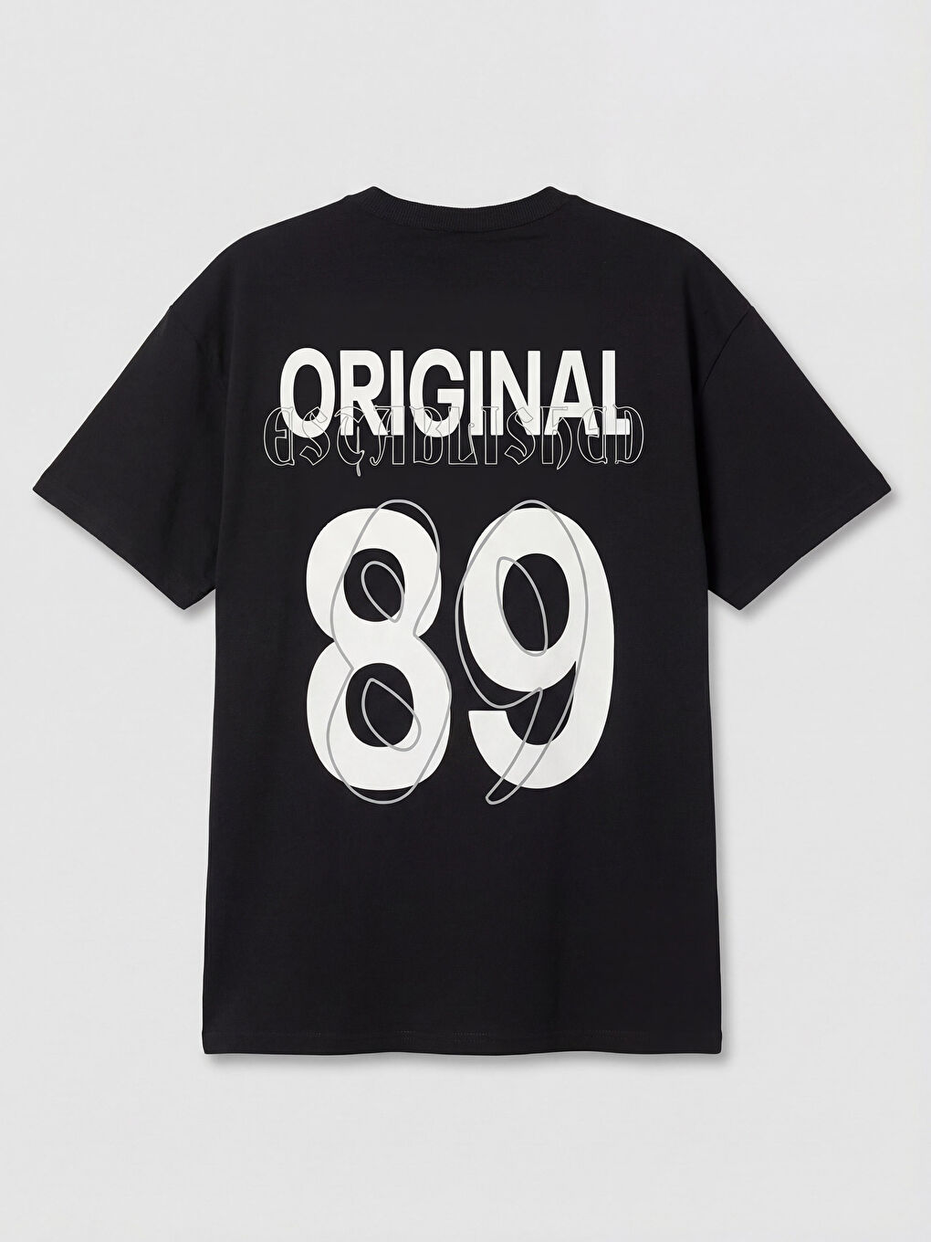 Siyah Bisiklet Yaka Baskılı Erkek Çocuk Tişört-2