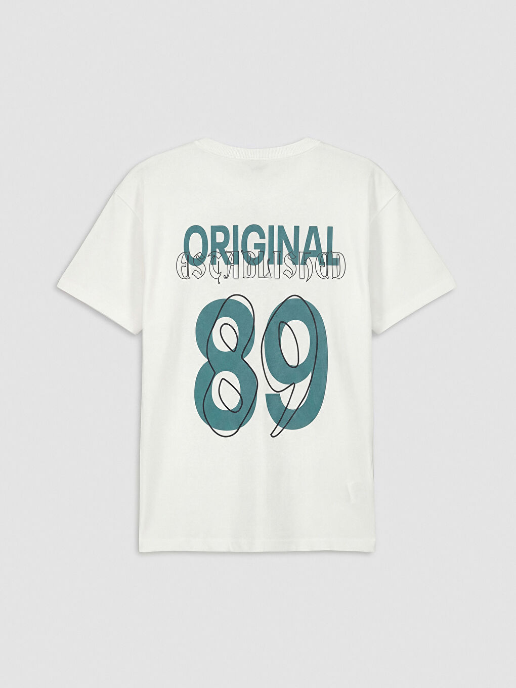 Ekru Bisiklet Yaka Baskılı Erkek Çocuk Tişört-1