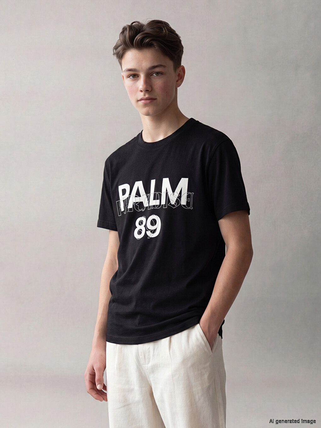 Tricou băieți imprimat cu guler rotund