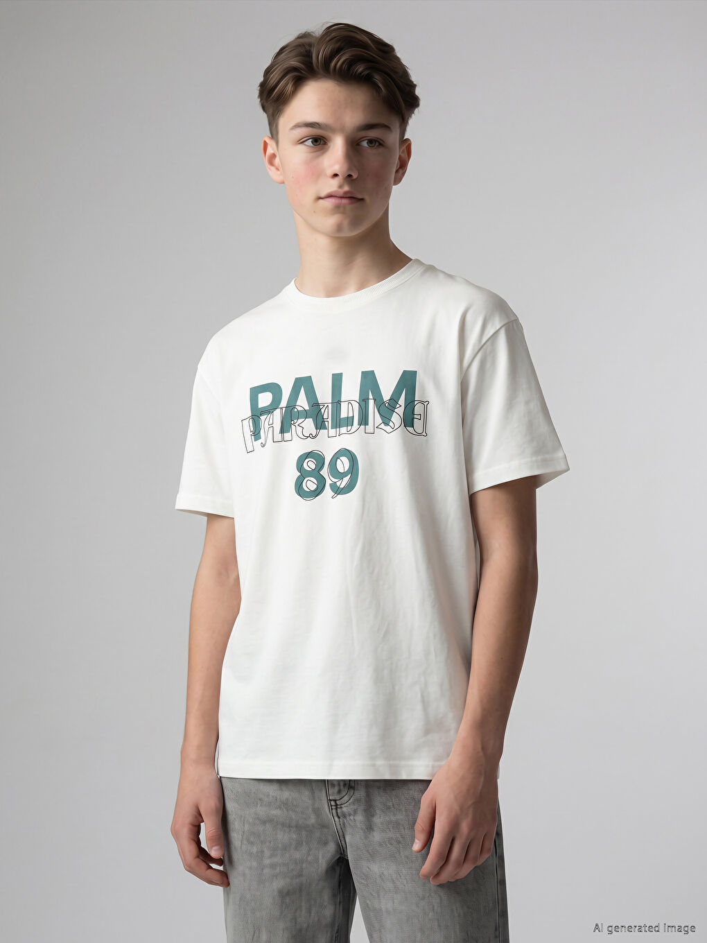 T-shirt me jakë të rrumbullakët, e stampuar për djem-1