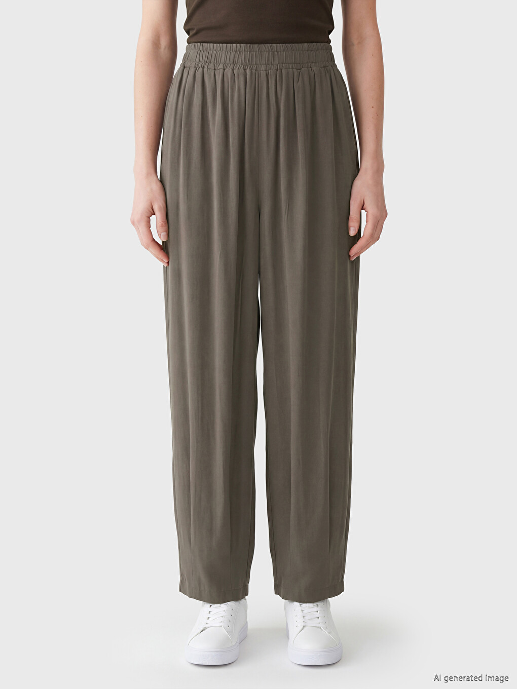 Elastic Waist Carrot Fit Women's Trousers-1