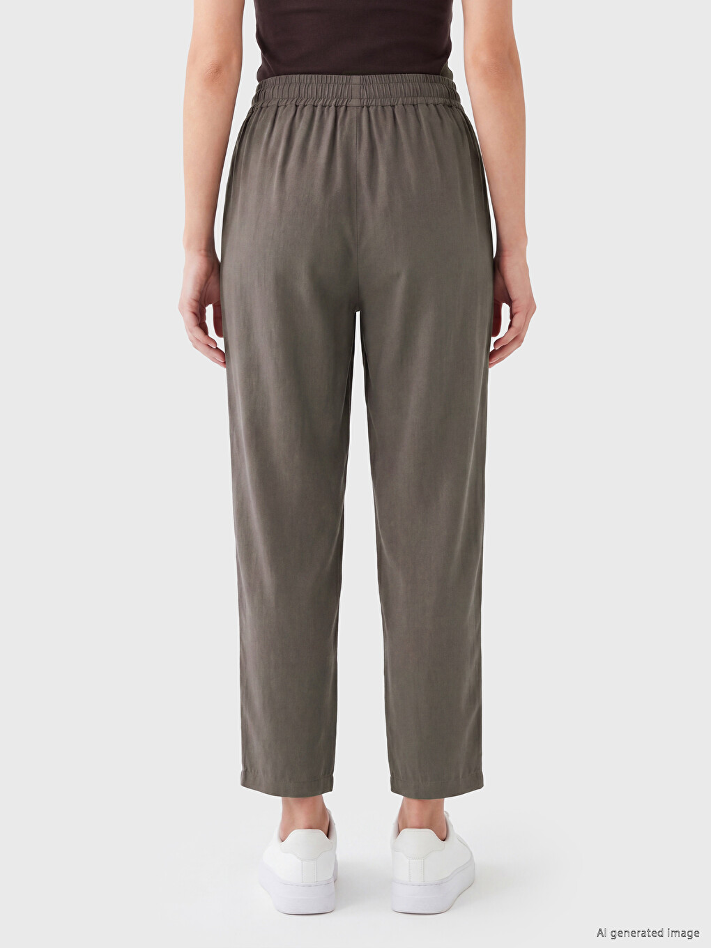 Elastic Waist Carrot Fit Women's Trousers-3