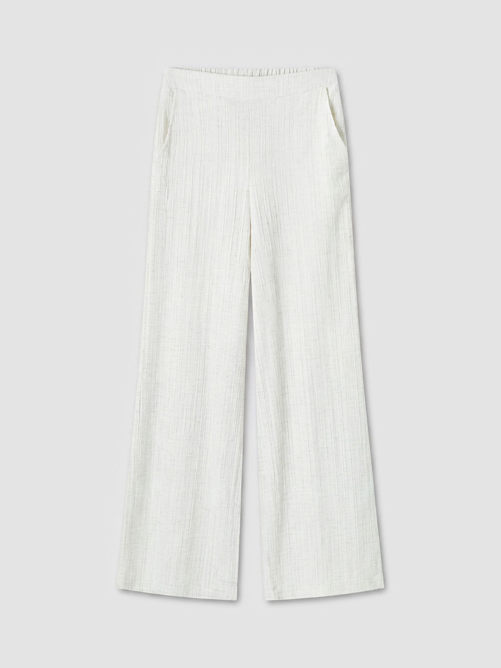 Beyaz Beli Lastikli Kadın Pantolon