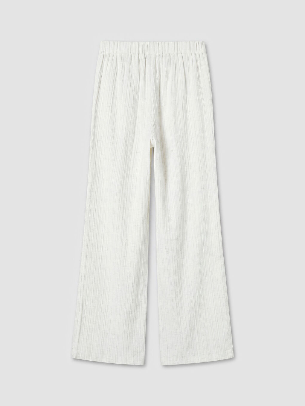 Beyaz Beli Lastikli Kadın Pantolon-1