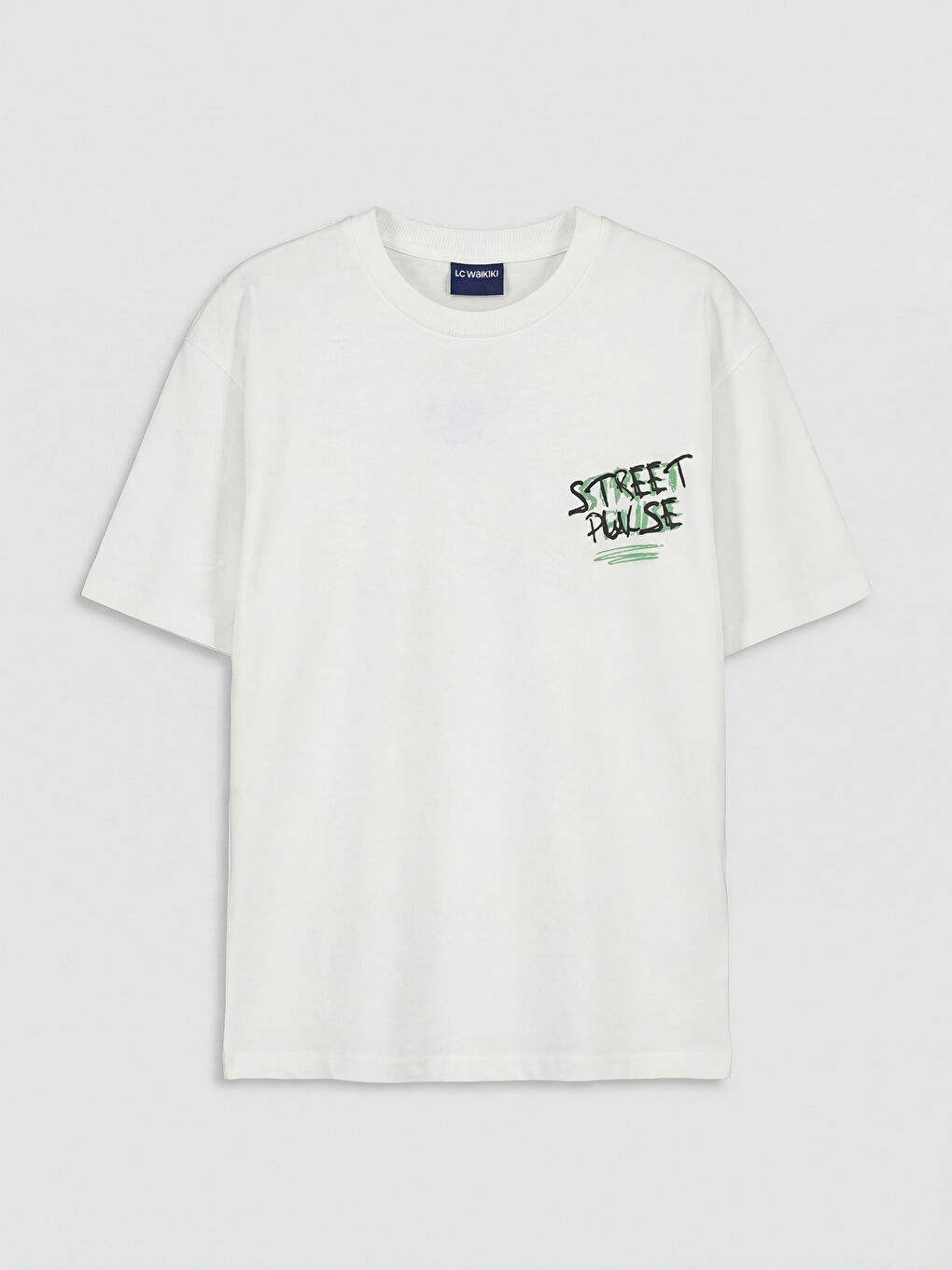 Ekru Bisiklet Yaka Baskılı Erkek Çocuk Tişört-1