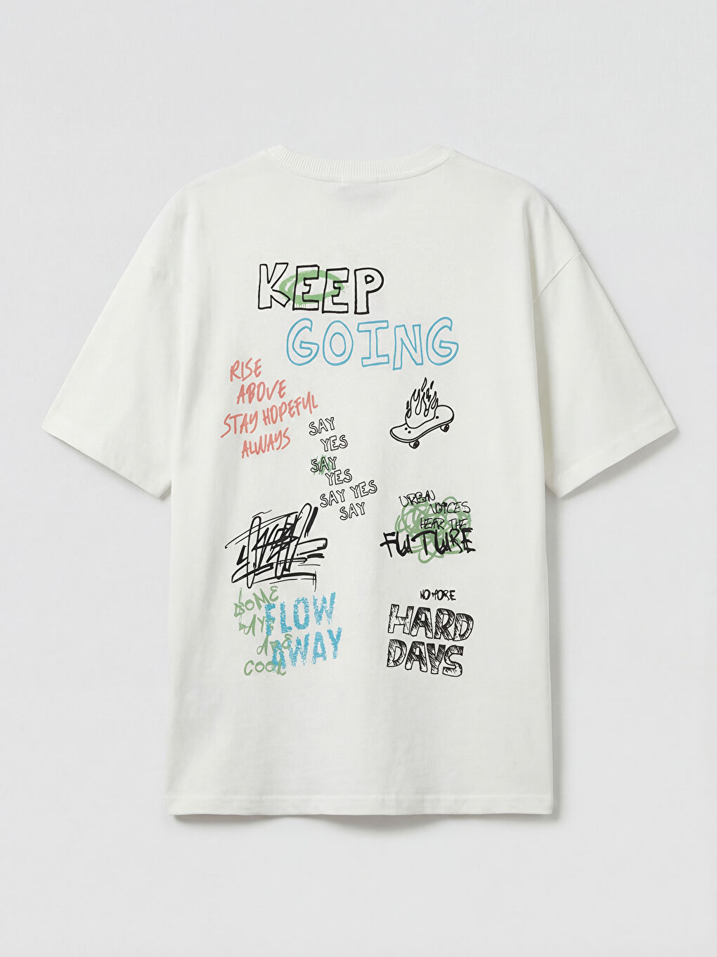 Ekru Bisiklet Yaka Baskılı Erkek Çocuk Tişört-2