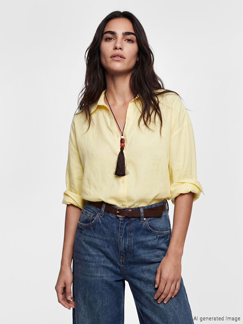 Sarı Oversize Kadın Gömlek