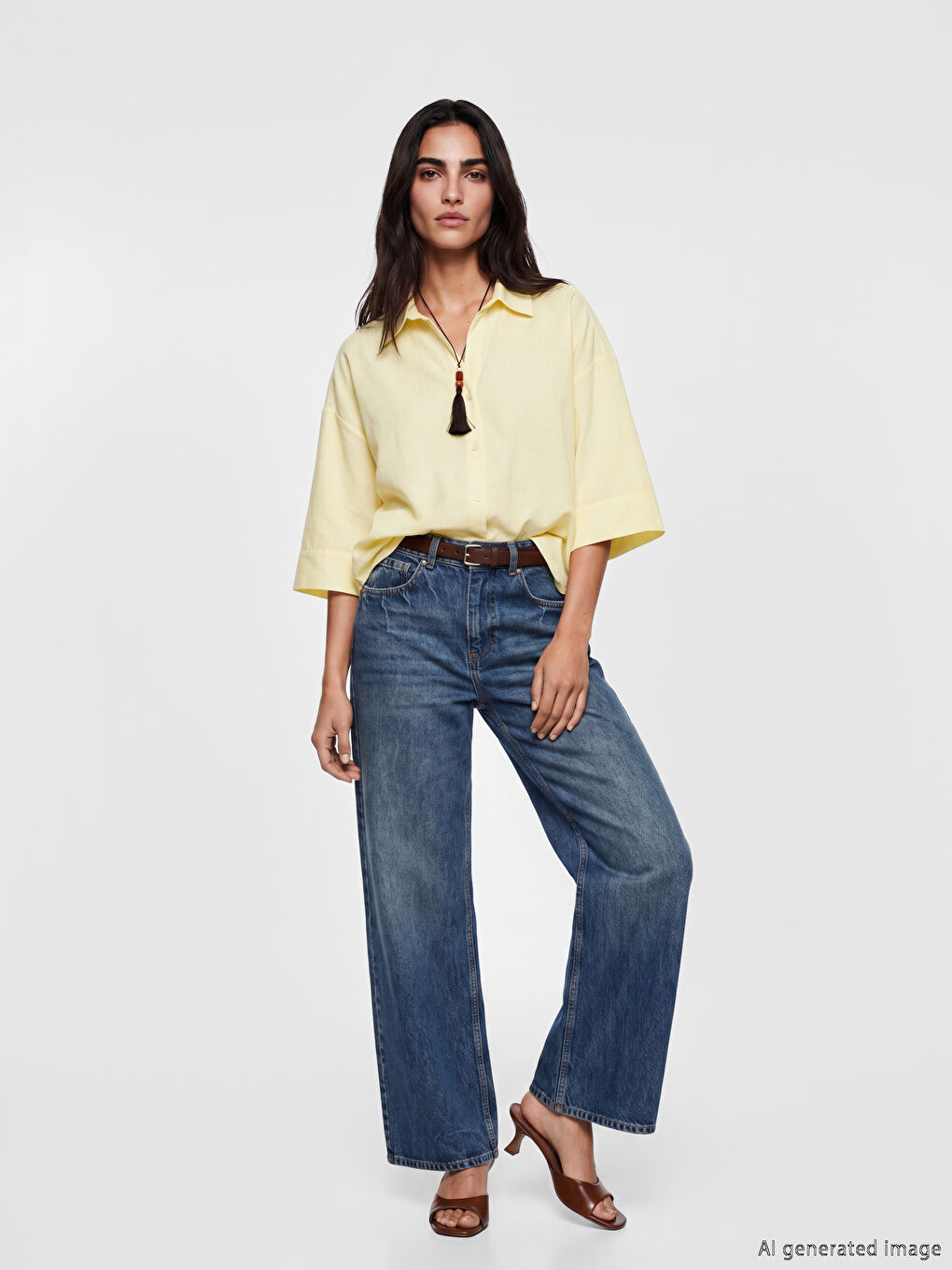 Sarı Oversize Kadın Gömlek-1