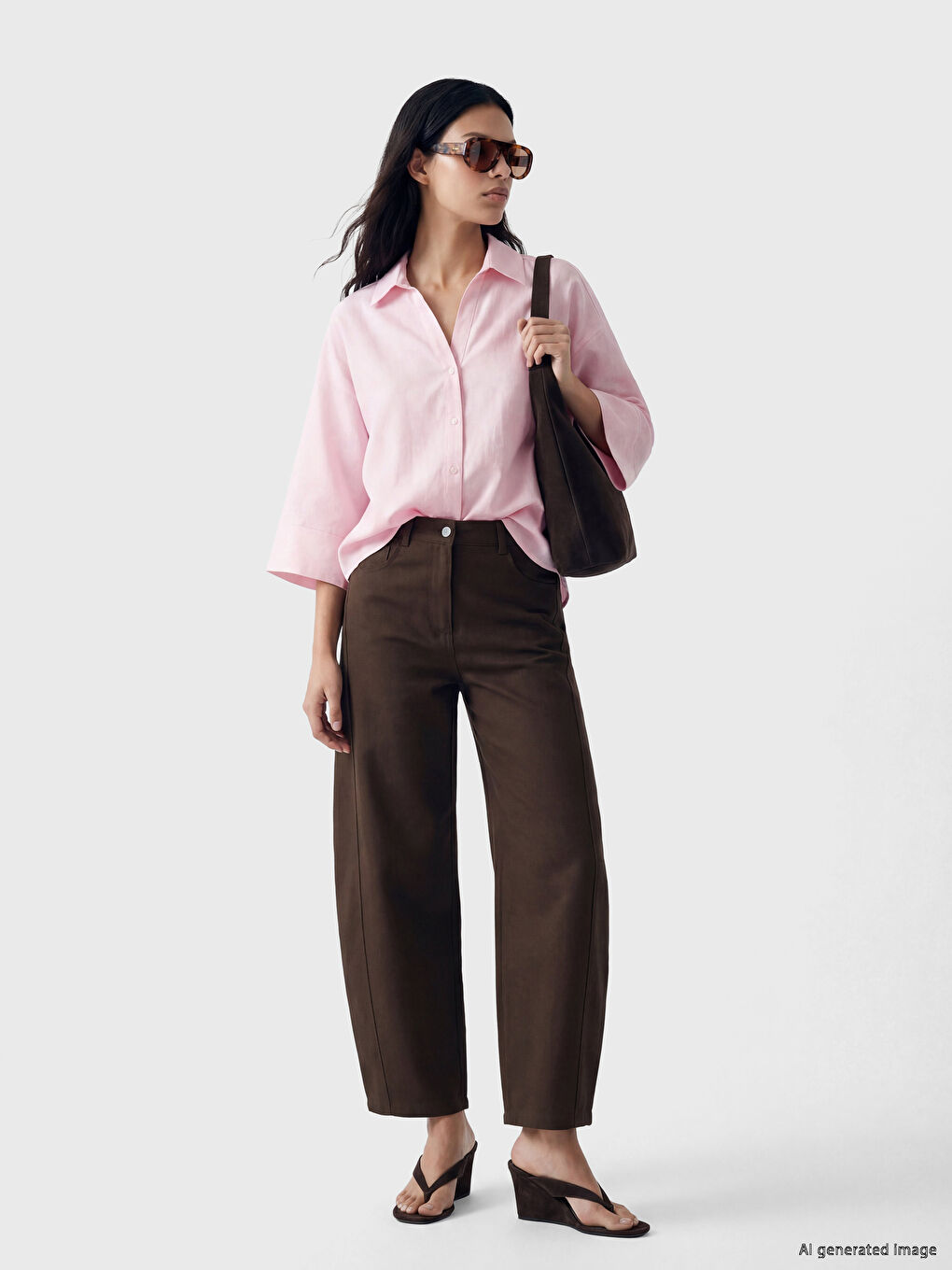Pembe Oversize Kadın Gömlek-1
