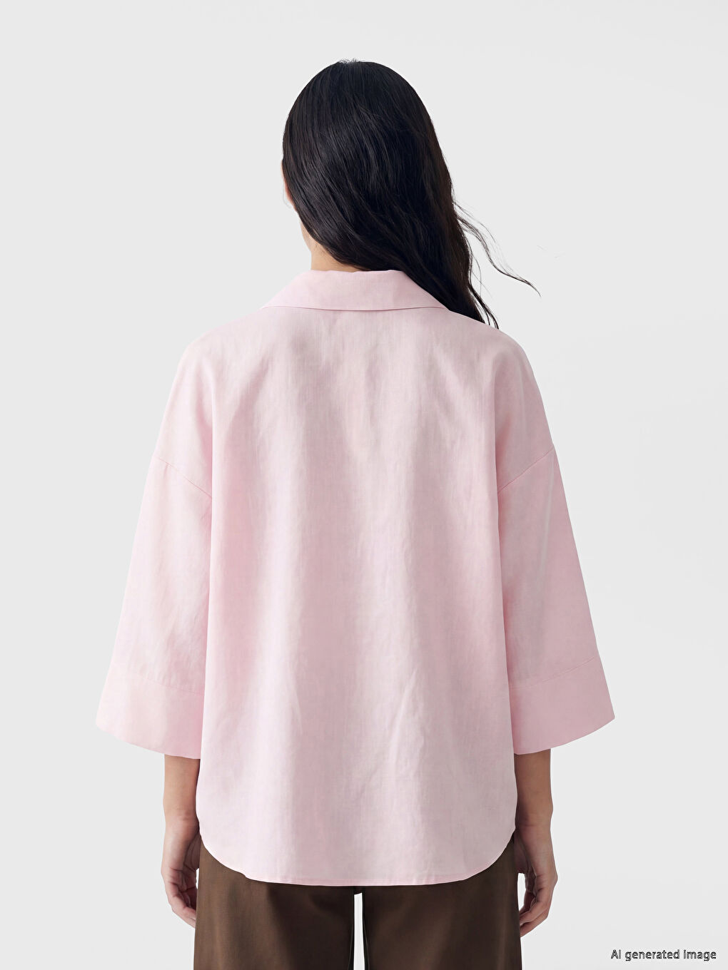 Pembe Oversize Kadın Gömlek-3
