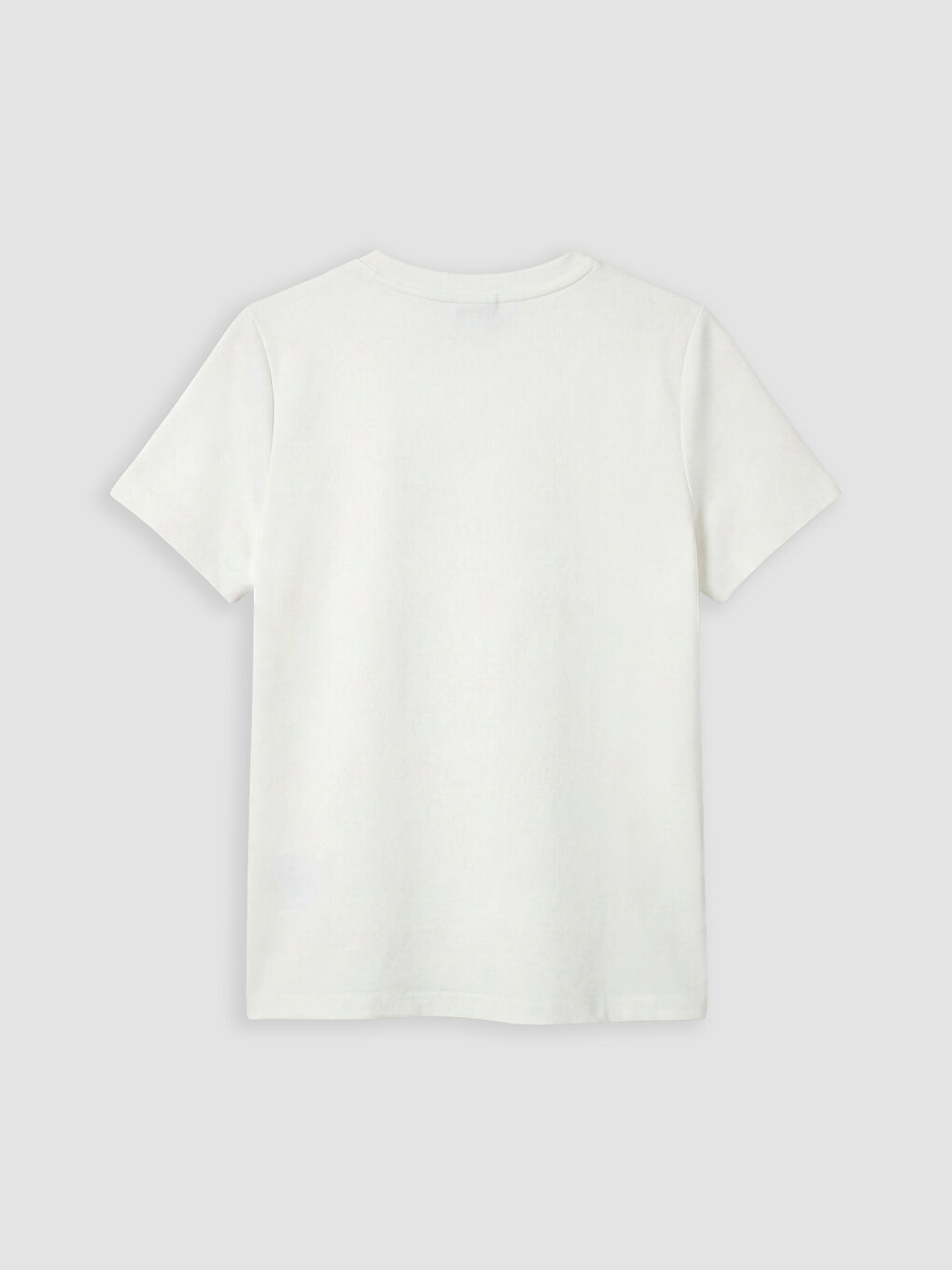 Beyaz Bisiklet Yaka Aplike İşlemeli Kadın Tişört-1