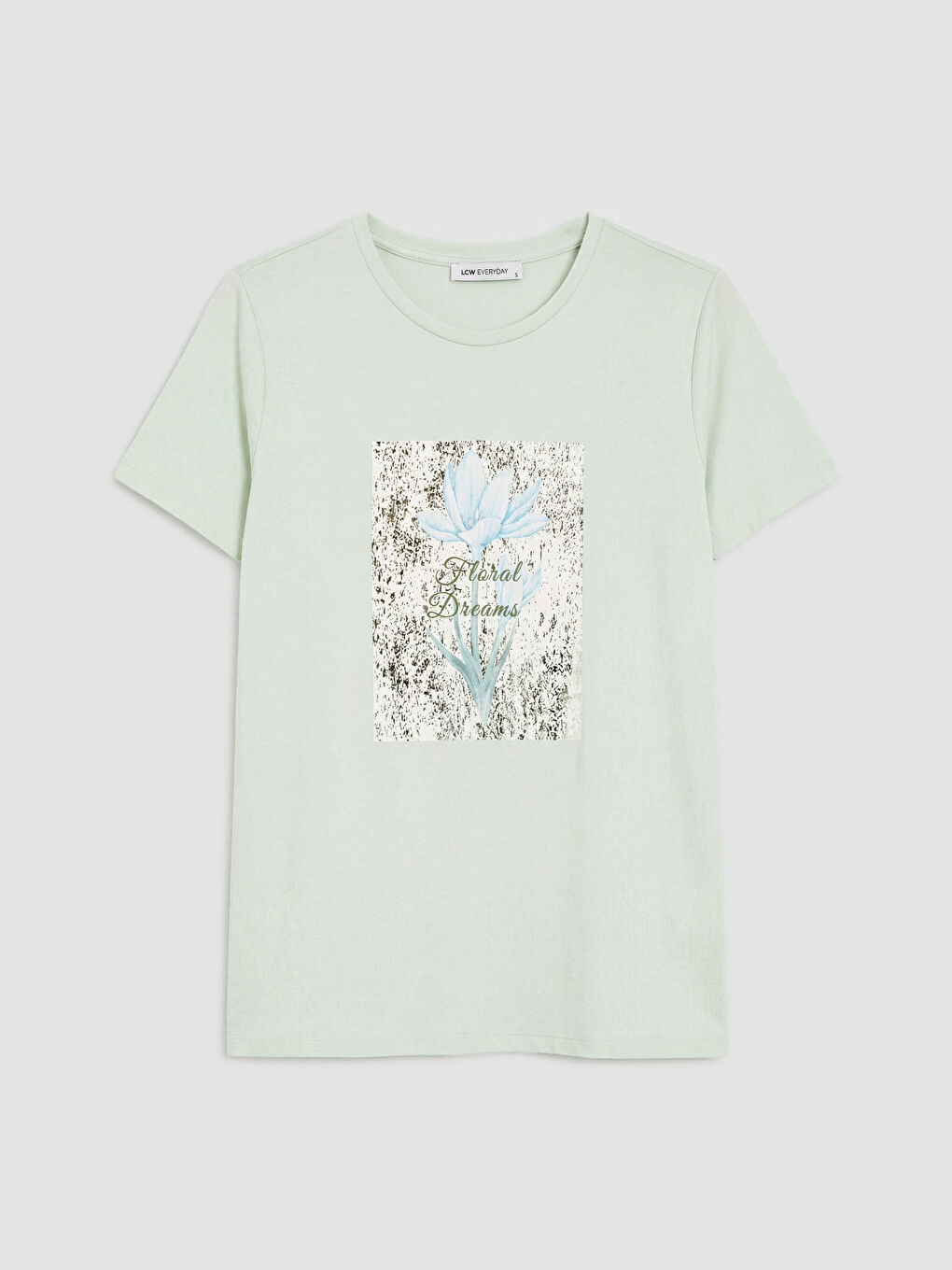 Yeşil Bisiklet Yaka Baskılı Kadın Tişört