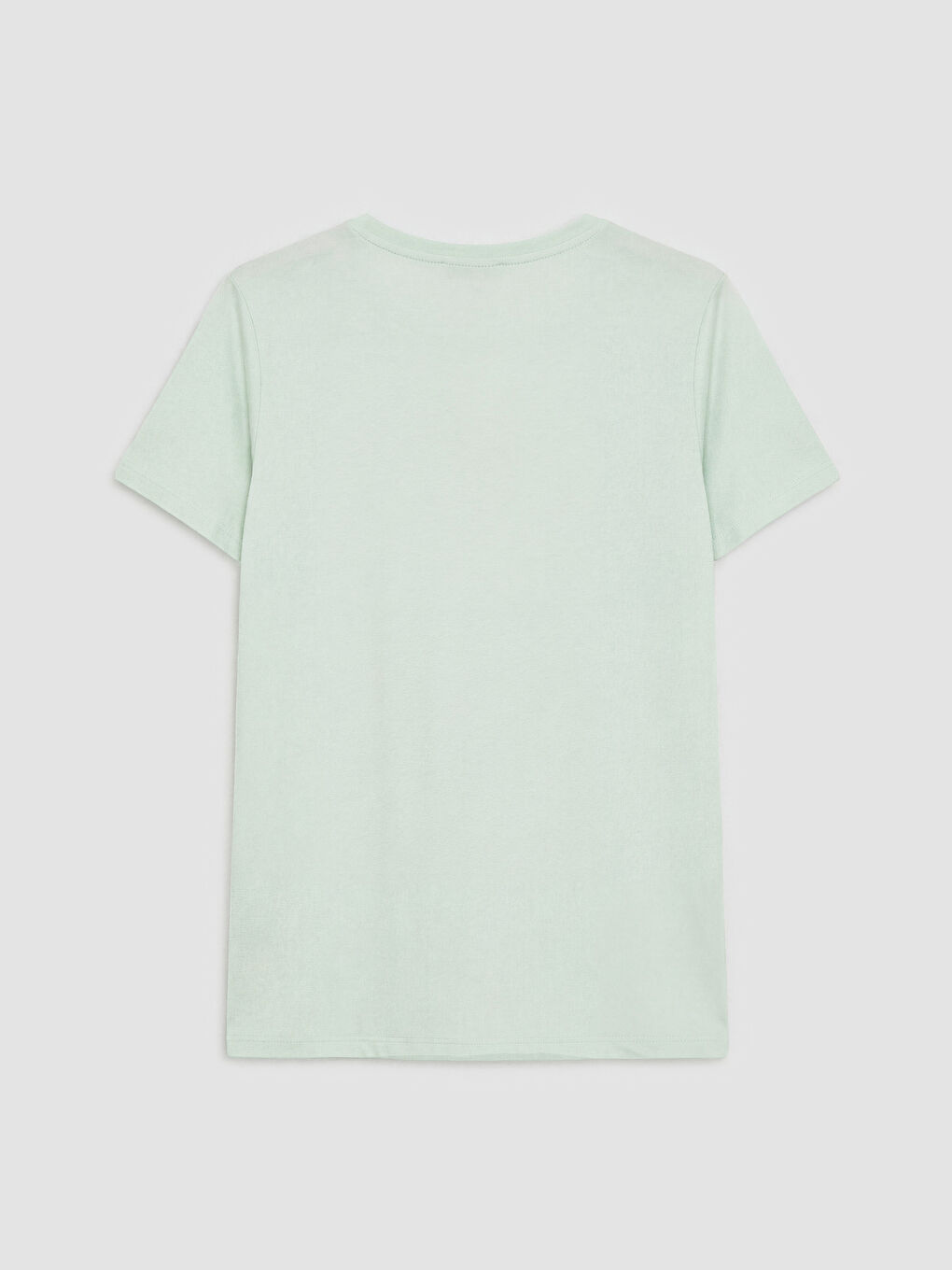 Yeşil Bisiklet Yaka Baskılı Kadın Tişört-1