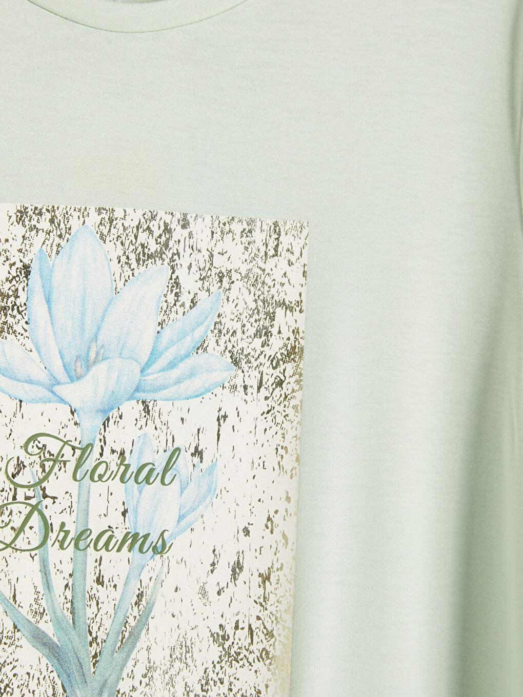 Yeşil Bisiklet Yaka Baskılı Kadın Tişört-2