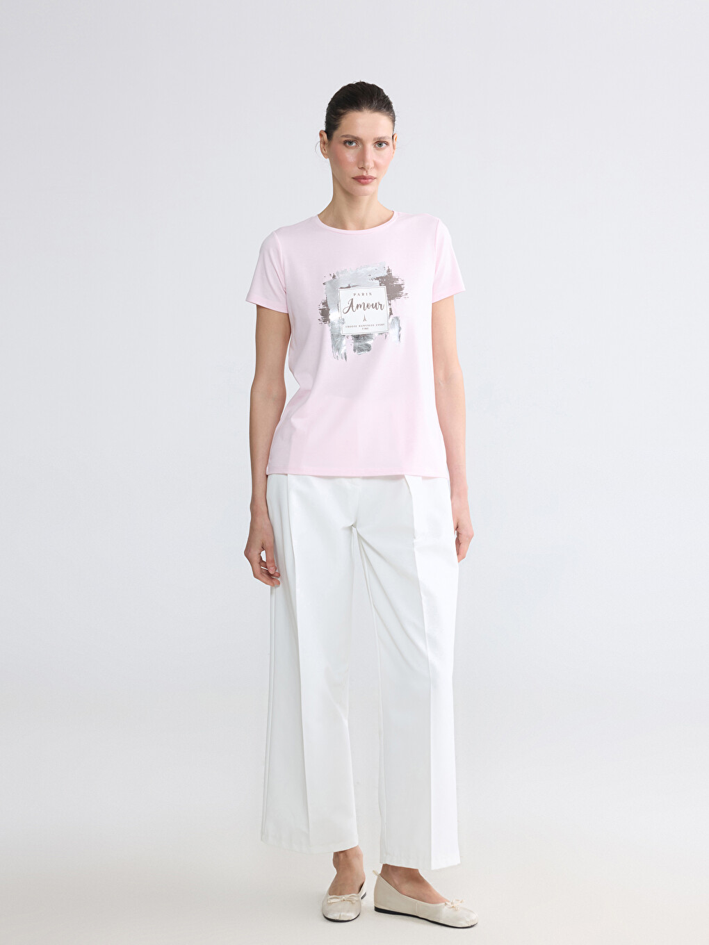 Crew Neck Paris Printed Women's T-Shirt-1