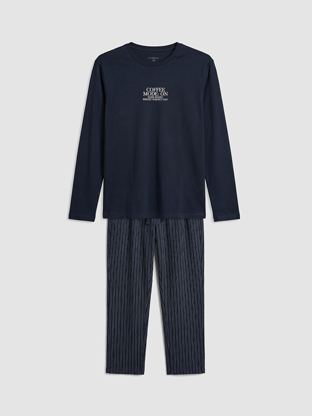 Lacivert Standart Kalıp Baskılı Erkek Pijama Takım