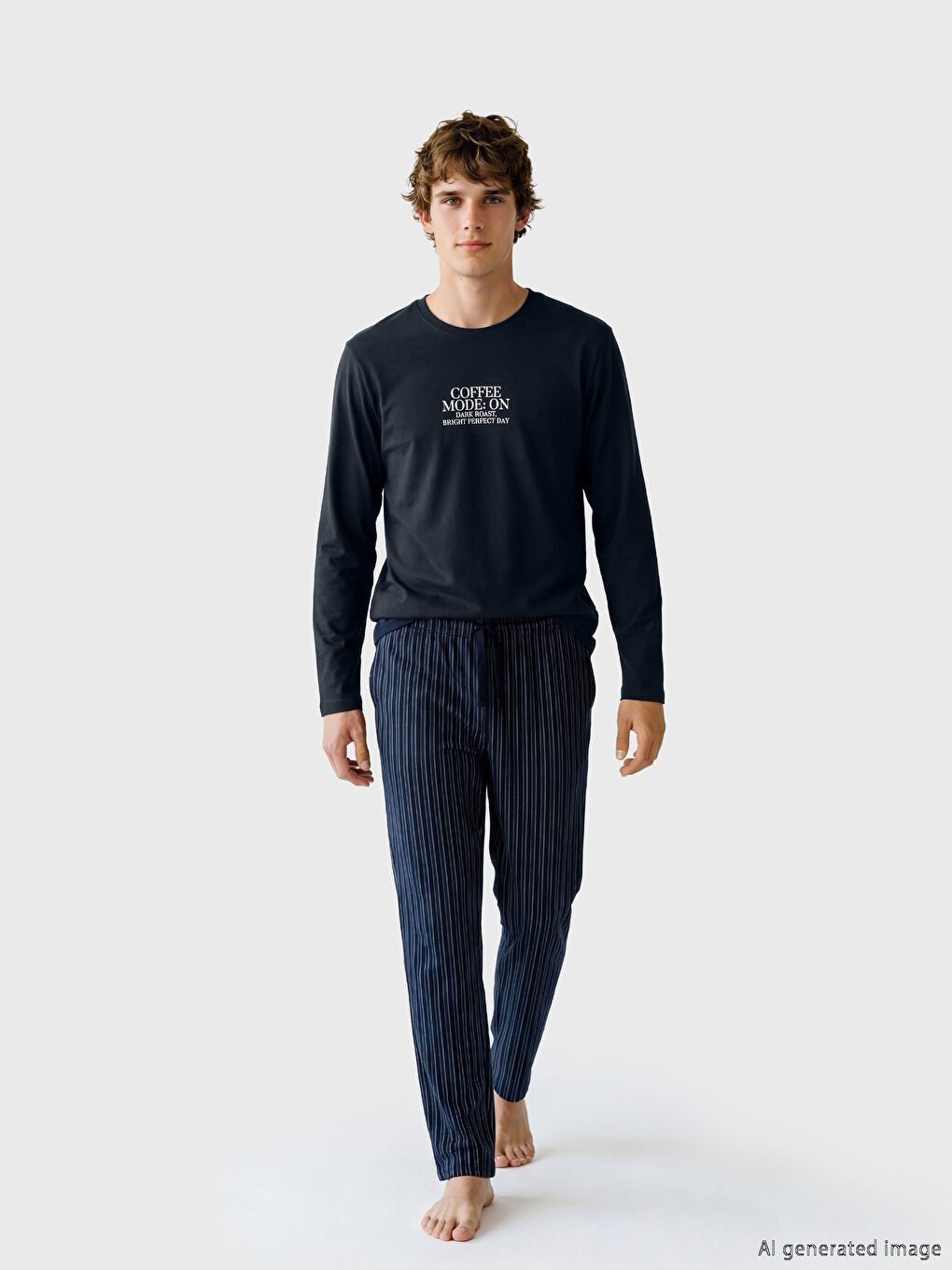 სტანდარტული მოყვანილობის ნაბეჭდი მამაკაცის პიჟამის ნაკრები-1