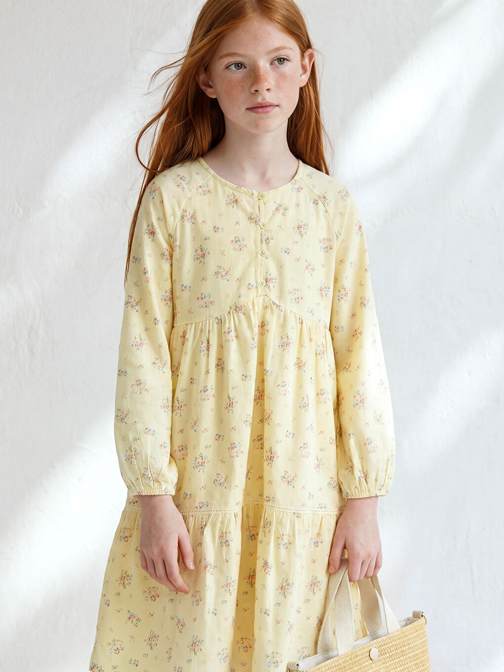Crew Neck Floral Girls' Dress