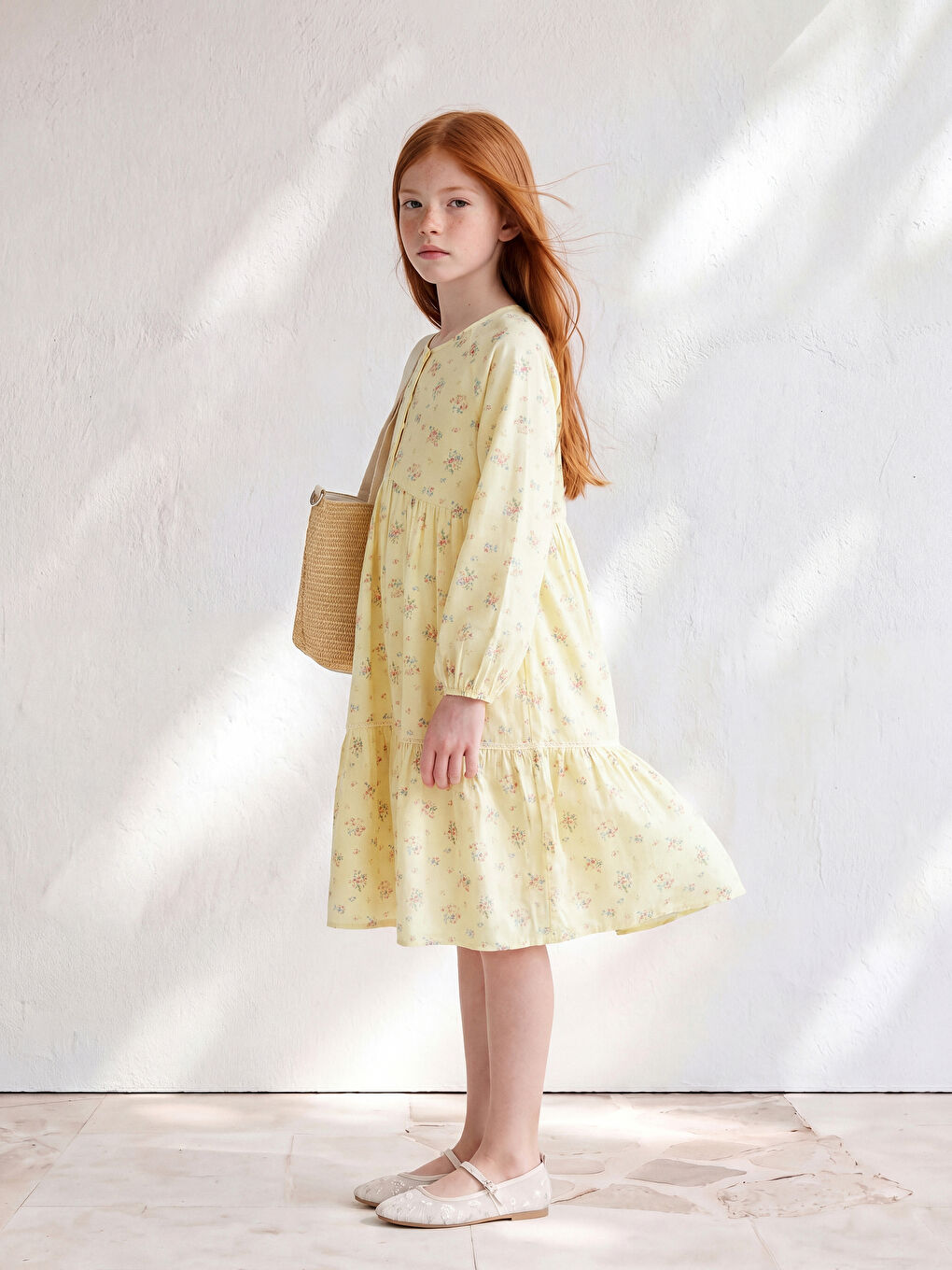Crew Neck Floral Girls' Dress-1