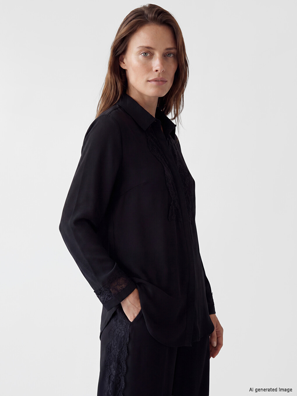 Lace Detailed Women's Shirt Tunic