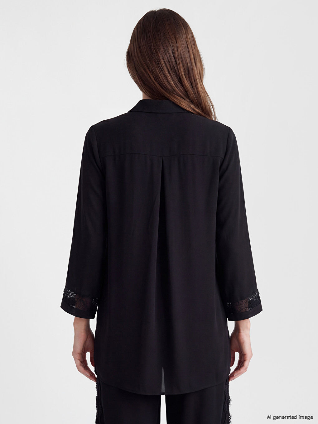 Lace Detailed Women's Shirt Tunic-3