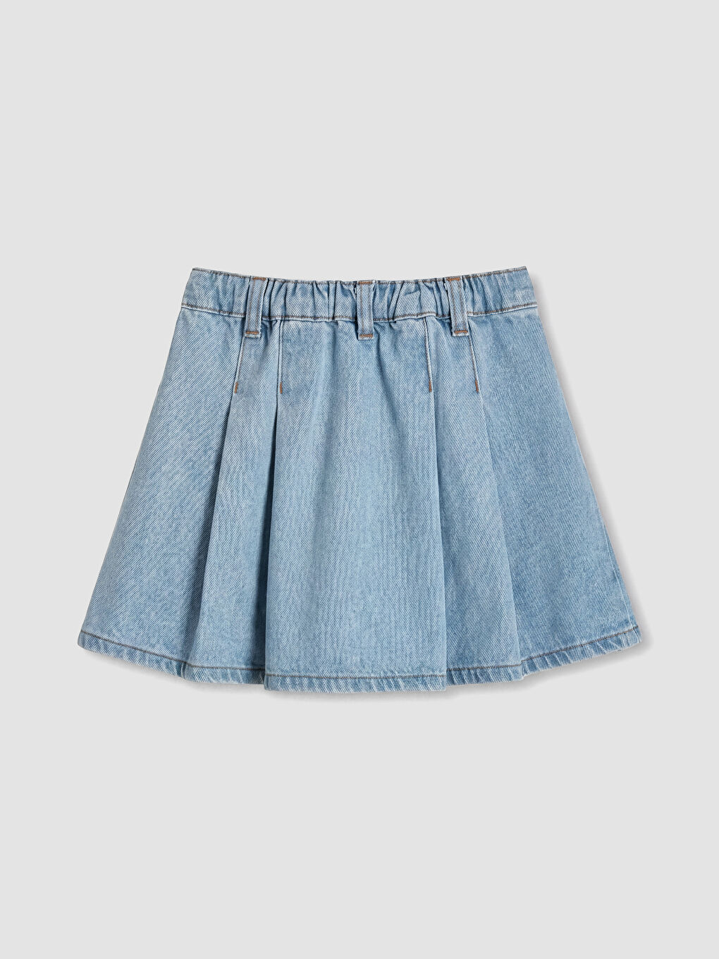 İndigo Pileli Kız Çocuk Jean Etek-2