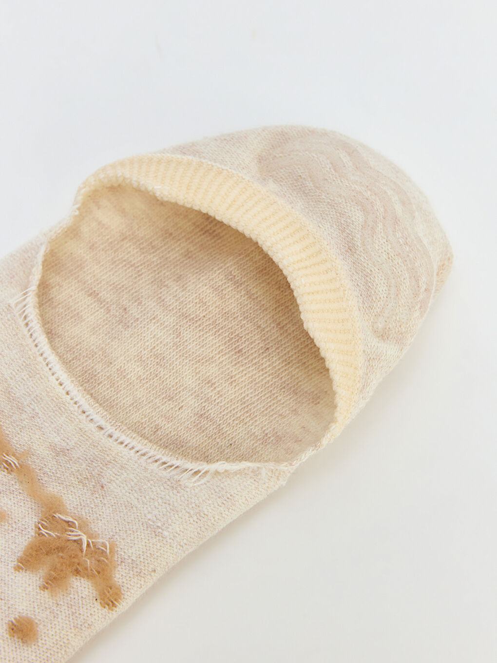 Ekru Fiyonk Desenli Kadın Babet Çorap 5'li-2