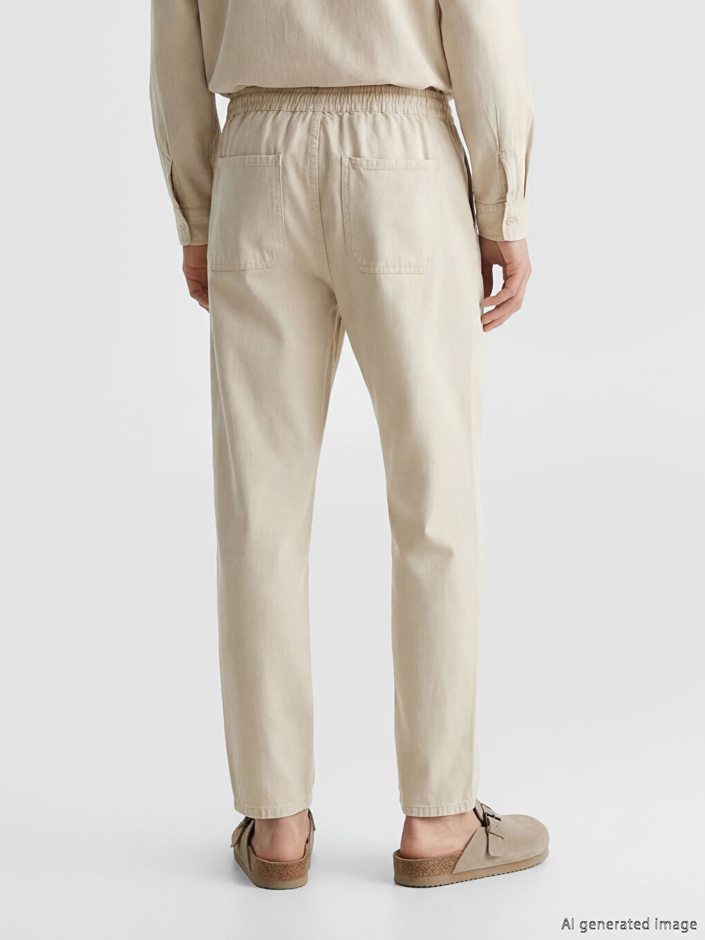 Bej Standart Kalıp Erkek Pantolon-2