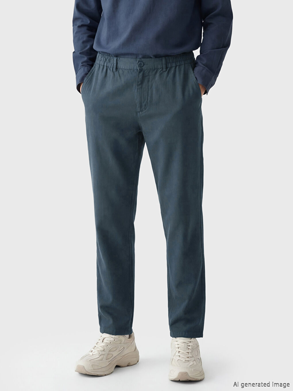 Gri Standart Kalıp Erkek Pantolon-1