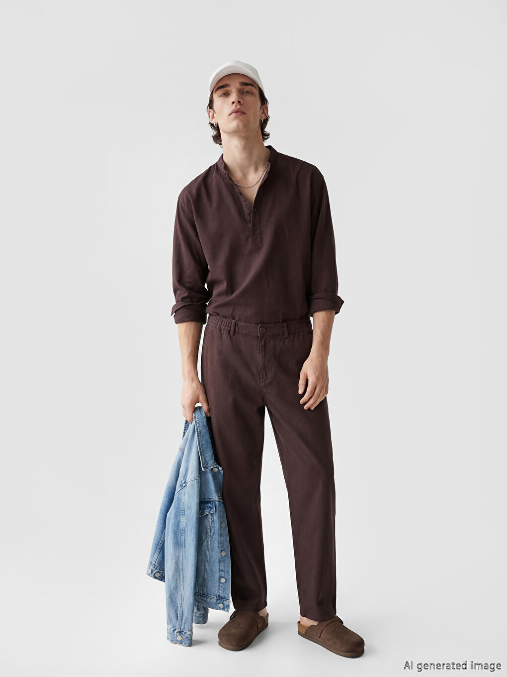 Kahverengi Standart Kalıp Erkek Pantolon