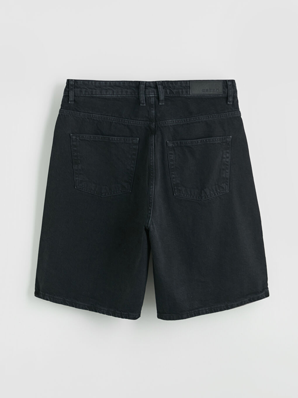 Siyah Standart Kalıp Erkek Jean Şort-1