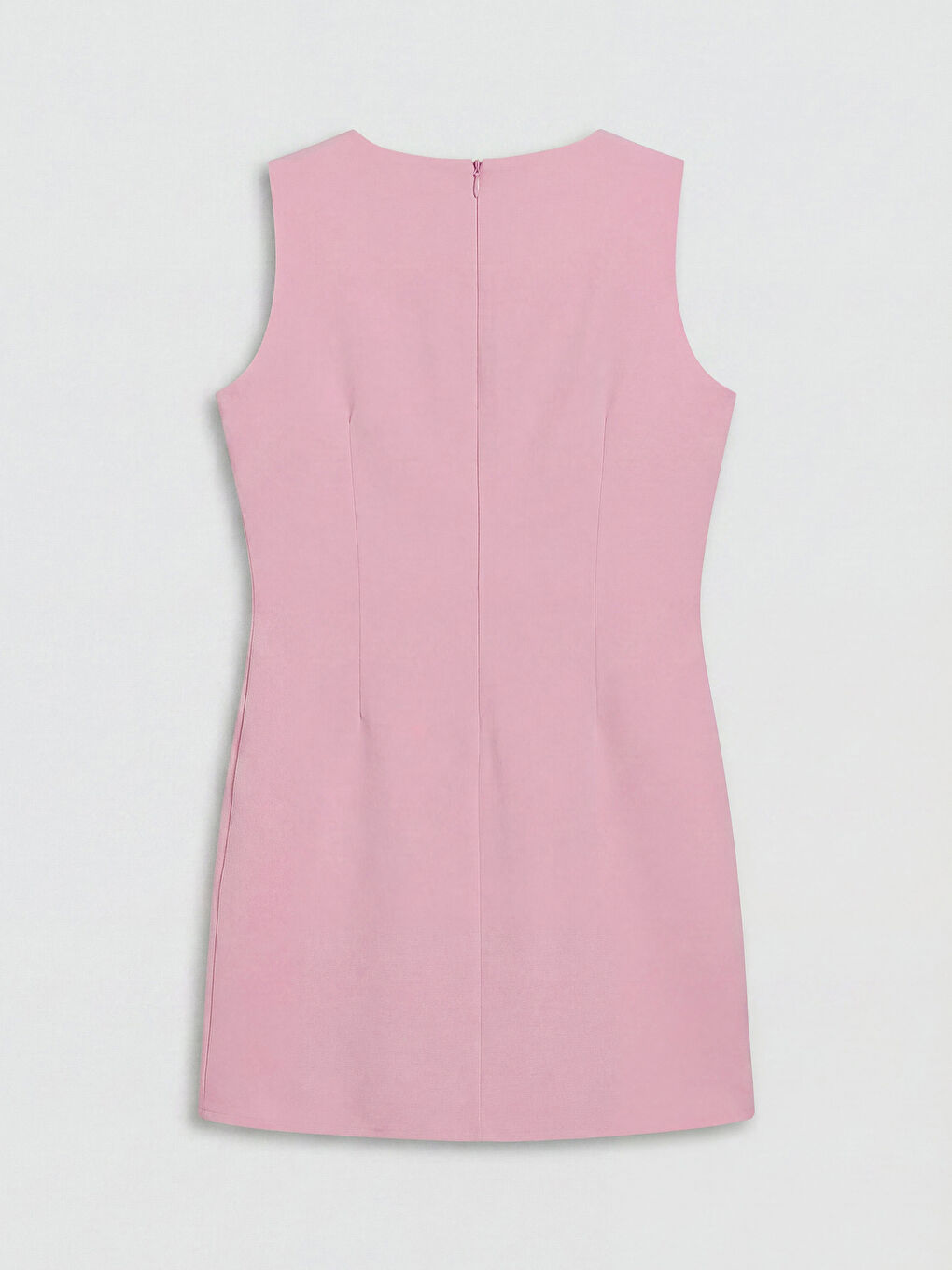 Pembe Bisiklet Yaka Fiyonk Detaylı Mini Elbise-1